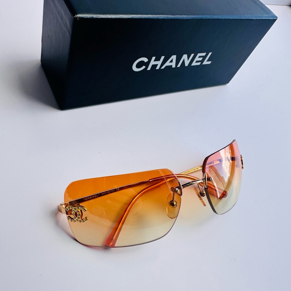 Rare 💫CHANEL VINTAGE SUNGLASSES SWAROVSKI CRYSTAL CC - Picture 3 of 16